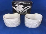 Gorham Set Of 2 Porcelain Napkin Rings Linen Flowers