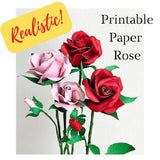 Paper Rose Template, Printable rose template, paper flower template, Wedding paper bouquet, printable flower, realistic rose, Mother's Day