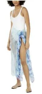 Cejon Women's Ethereal Peony Flower Print Oversized beach coverup Blue
