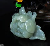 NEW LISTING100% Natural Hand-carved Jade Pendant Jadeite Necklace peony flower 207i