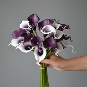Plum Calla Lilies, Artificial Picasso Calla Lilies, Real Touch Flowers, DIY Wedding Bouquets, Centerpieces, Boutonnieres