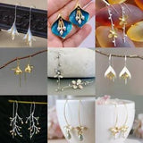 Elegant Flower Pearl Drop Dangle Earrings for Women 925Silver Party Jewelry Gift