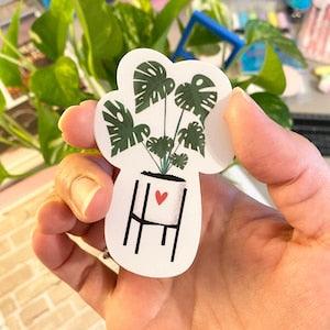 Monstera Plant Sticker, Handmade Minimalist Durable Waterproof Vinyl Sticker, Ideal for Laptops, Water Bottles, and Gifts!