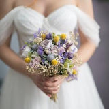 Purple bridal bouquet Spring wedding bouquet Bride to be Magaela accessories Delicate wildflowers Violet Lilac dried and artificial bouquet