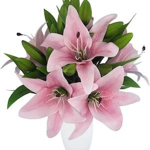 Artificial Lillies - Lily Flowers - Lillies - Artificial Flowers - Floral Stems - Real Touch Artificial Lily Flowers - Tiger Lily stems -P