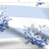Blue Rose Stripes Fabric - Jane' Rose Stripe By Lilyoake - Rose Bouquet Floral Vintage Style Cotton Fabric By The Yard With Spoonflower
