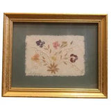 Vtg Framed Dried Pressed Wild Flowers Signed Wall Art Picture Gold Frame 8x10