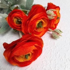 artificial ranunculus, artificial flowers, gift for her, orange flowers, autumn flowers, orange ranunculus, autumn home decor