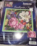 HTF NIP  Janlynn Needlepoint Kit Lily and Roses..Finished Size 14???x12??? 0230247