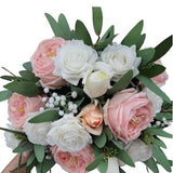 Real touch latex artificial bouquet, faux bouquet, real touch bouquet, pink peony bouquet, pink austin rose, eucalyptus bouquet