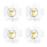 4 Pcs Ceramic Flower 3D Decorative Wall Sculpture Peony White Artificial Roses