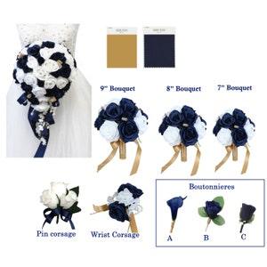 Angel Isabella USA-Build your Wedding Package -Navy Blue white with Gold or Silver accents