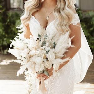 TRINITY | Wood Flower Bouquet + Sola Wood Flowers, Boho Pampas Grass