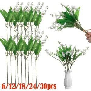 24 Bundles Plastic Outdoor Faux Fake Artificial Flowers Lily UV Resistant Plants