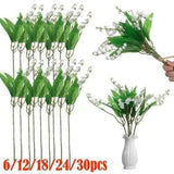 24 Bundles Plastic Outdoor Faux Fake Artificial Flowers Lily UV Resistant Plants