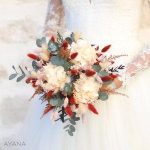 Bouquet TORONTO dried and preserved flowers, decorative bouquet natural blush and rust flowers, colorful minimalist wedding bouquet