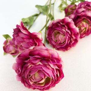 Ruffled ranunculus/silk ranunculus/diy cake flowers/ranunculus/fuchsia