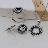 Sterling Silver Sunflower Jewelry Setting, Round Bezel Cup for Ring/Post Earring/Pendant Setting,Jewelry Blanks,Circle Pendant Bezel Cup