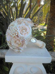 ROSE GOLD Jeweled Bouquet DEPOSIT for a by Elegantweddingdecor Flower Delivery