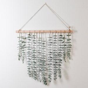 Eucalyptus Wall Hanging - Plant Wall Hanging - Home Decor, Boho Farmhouse Wall Decor - Faux Eucalyptus Plant - Macrame Wall Hanging