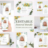 Sunflower Funeral Bundle | Purple Celebration of Life Templates | Funeral Package | Memorial Service Set | B130