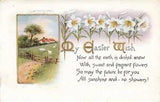 1910's  Easter Postcard Home & Sheep in Countryside, Easter Lilies E259