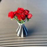 Miniature Roses bouquet Dollhouse 1:12 Red - striped vase