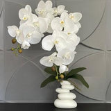 Artificial White Orchid Phalaenopsis in Handmade Vase Real Touch Silk Flowers Branch Faux Plant for Indoor Fake potted arranging Centerpiece