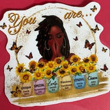 Black Queen Stickers Melanin Black girl magic  stickers African American decorative Stickers scrapbooking Sunflower Girls