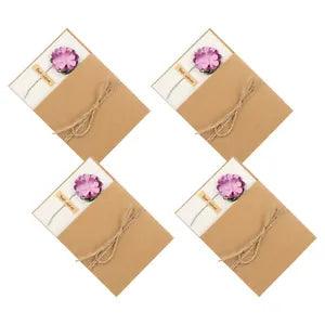 7"x5" Dried Flowers Greeting Cards, 4pcs Carnation Handmade Blank Note Card