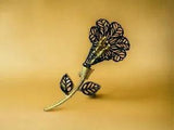 Lacey Lily Black Metal Gold Stylized Vintage Flower Brooch Pin