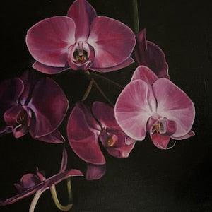 Original Oil Painting of Purple Orchids