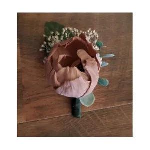 Pink Mauve Sola Wood Peony Wedding Boutonniere Flower Father of Bride Groom Prom