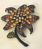 NEW JOAN RIVERS TOPAZ AMBER PAV? CRYSTALS LILY FLOWER BROOCH 3.5" LENGT~ NWOT