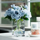 Artificial Flower Silk Rose Arrangement in Glass Vase and Acrylic Water