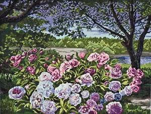 DIY Needlepoint Cross Stitch "Garden peonies" Tapestry Embroidery Kit