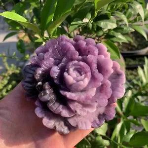 4??? Natural lepidolite peony flower carved quartz crystal Reiki Healing random 1p