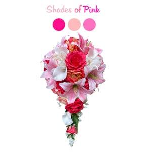 Cascade bouquet-Shades of Pinks-artificial keepsake flower