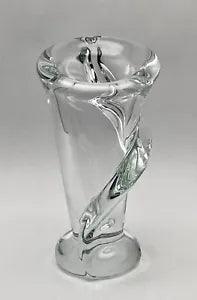 Art Vannes Le Chatel Calla Lily Vase 7.5" Clear French Crystal Modernist Rare