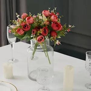 RED 4 Bouquets 12" Silk Mini Ranunculus Artificial FLOWERS Party Decorations