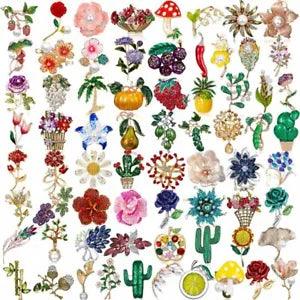 Fashion Crystal Rhinestone Flower Brooch Pin Enamel Plant Bridal Bouquet Jewelry