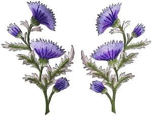 5094P Thistle - Carnation Spray - Purple Flower Embroidery Appliqu??? Patch /Pair