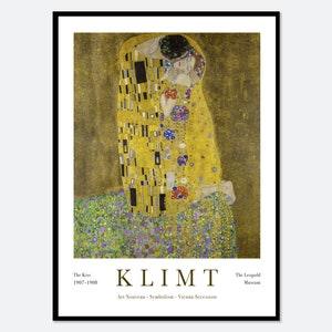 Gustav Klimt The Kiss 1907-1908 Vintage Exhibition Poster Art Print | Gustav Klimt Print, Gustav Klimt Poster, Gustav Klimt Painting #GK02C