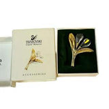 Swarovski Crystal Memories Mini Calla Lily Gold Tone Brooch New In Box NIB