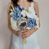 Blue Bridal Bouquet, Blue Peony Bouquet,White-Blue Flowers Bridal Bouquet,Bridal bouquet, Bridal accessories,Wedding bouquet