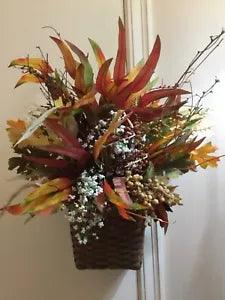 Autumn Harvest Fall Dried Country Rustic Floral Hanging Basket - Nice