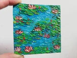 Miniature Water lilies in the style of Claude Monet Oil painting original3,5x3,5