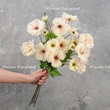 Faux Ranunculus Butterfly Stem | High Quality Artificial Flower | DIY Floral | Wedding/Home Decoration | Gifts - Creamy Pink