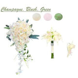 Pick Products-Elegant Large long cascade bouquet real touch calla lily bridesmaid boutonniere-keepsake faux flowers