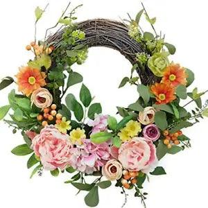 16 Inch Artificial Peonies Hydrangea Wreath Pink Peony Hydrangea Flowers with